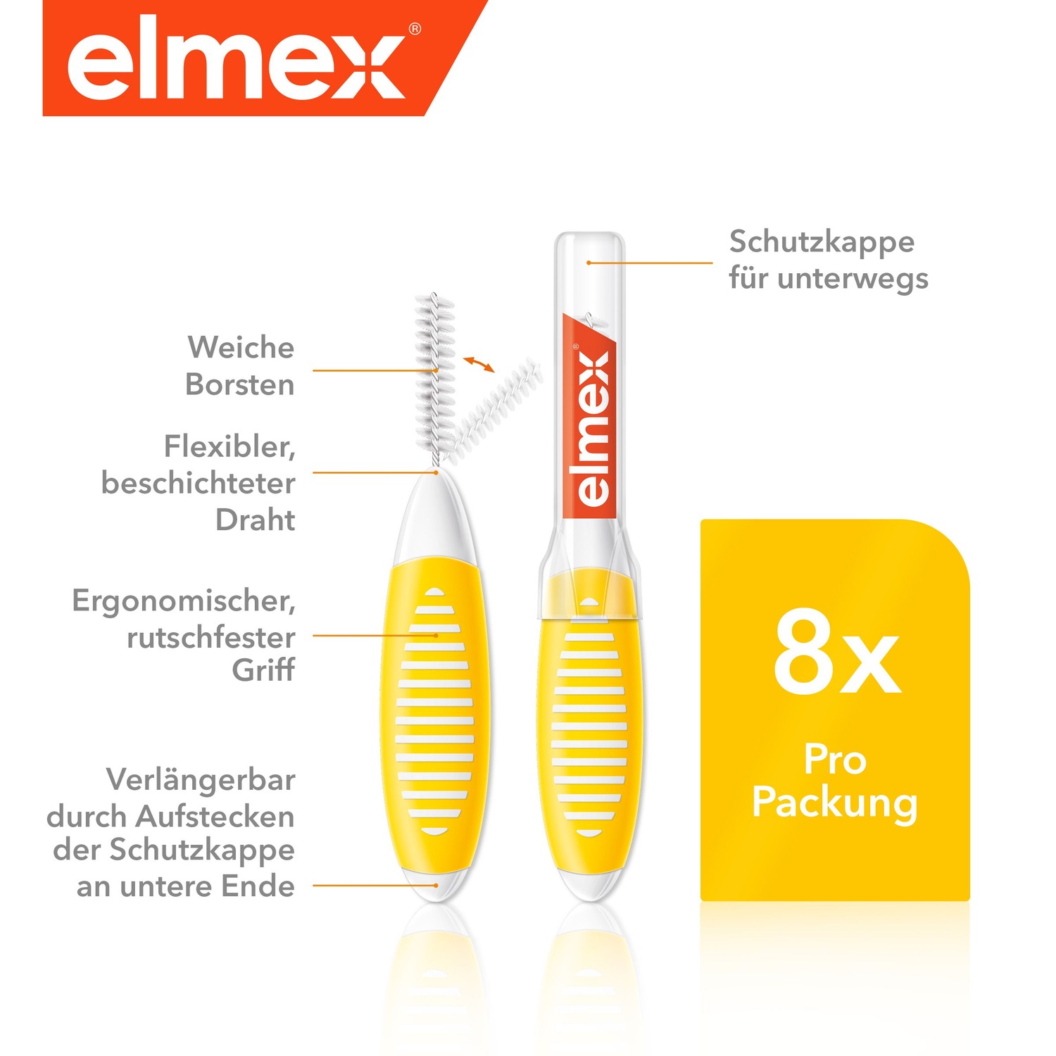 Interdentalbürsten gelb. Größe 4. 0.7 mm
