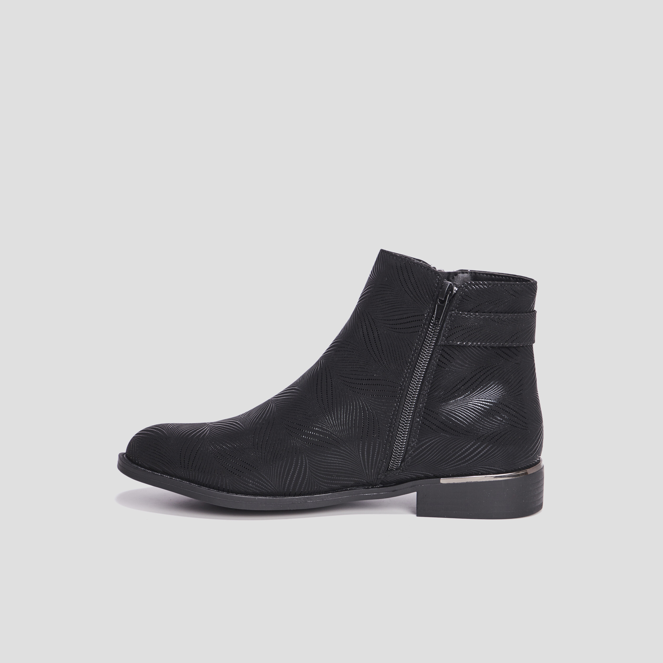Bottines zippées avec perforations noir femme | La Halle