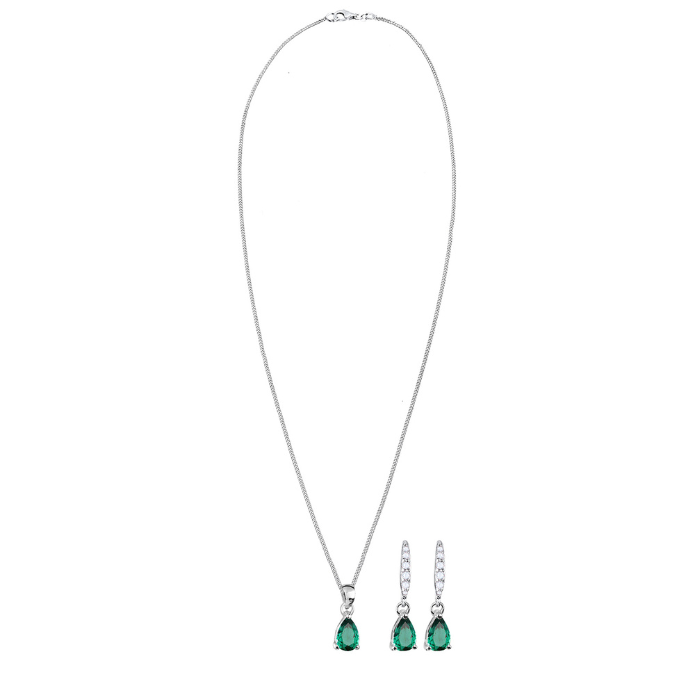 Elli Elli Ensemble de Bijoux Femmes Goutte Pendentif Étincelant avec Quartz pierre pré Bijoux