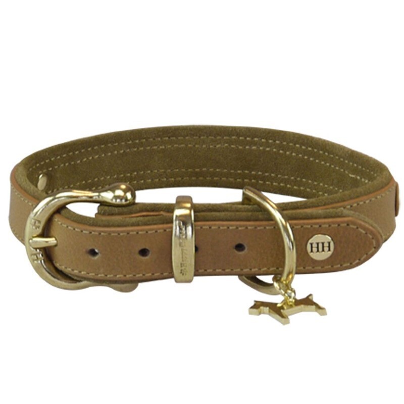 Happy House Hundehalsbänder Happy House Halsband Sattelleder Luxus beige XXL