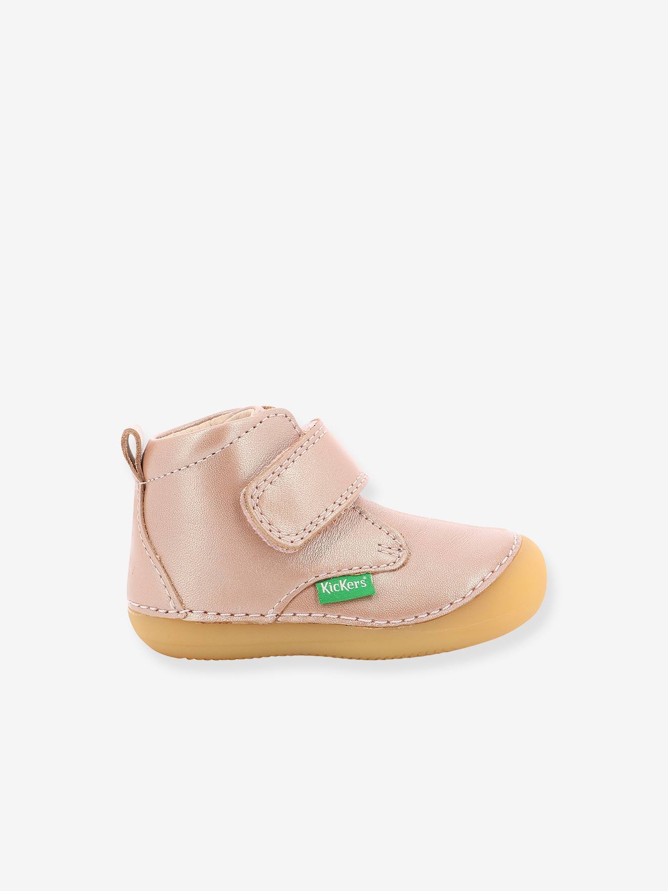 Bottillons cuir bébé fille Sabio KICKERS® 1ers pas rose imprimé