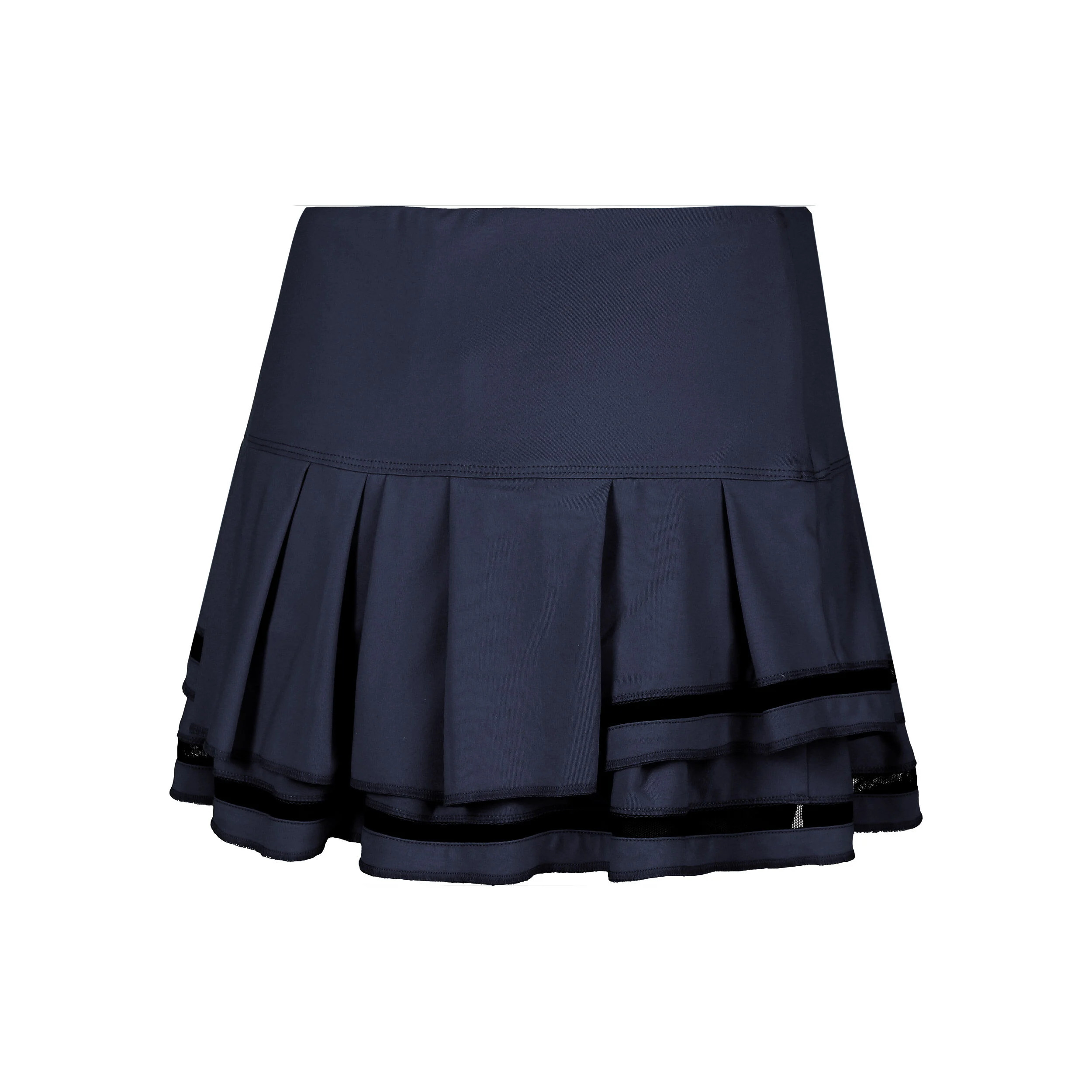 Long Pleat Tier Rock Damen - Schwarz, Blau