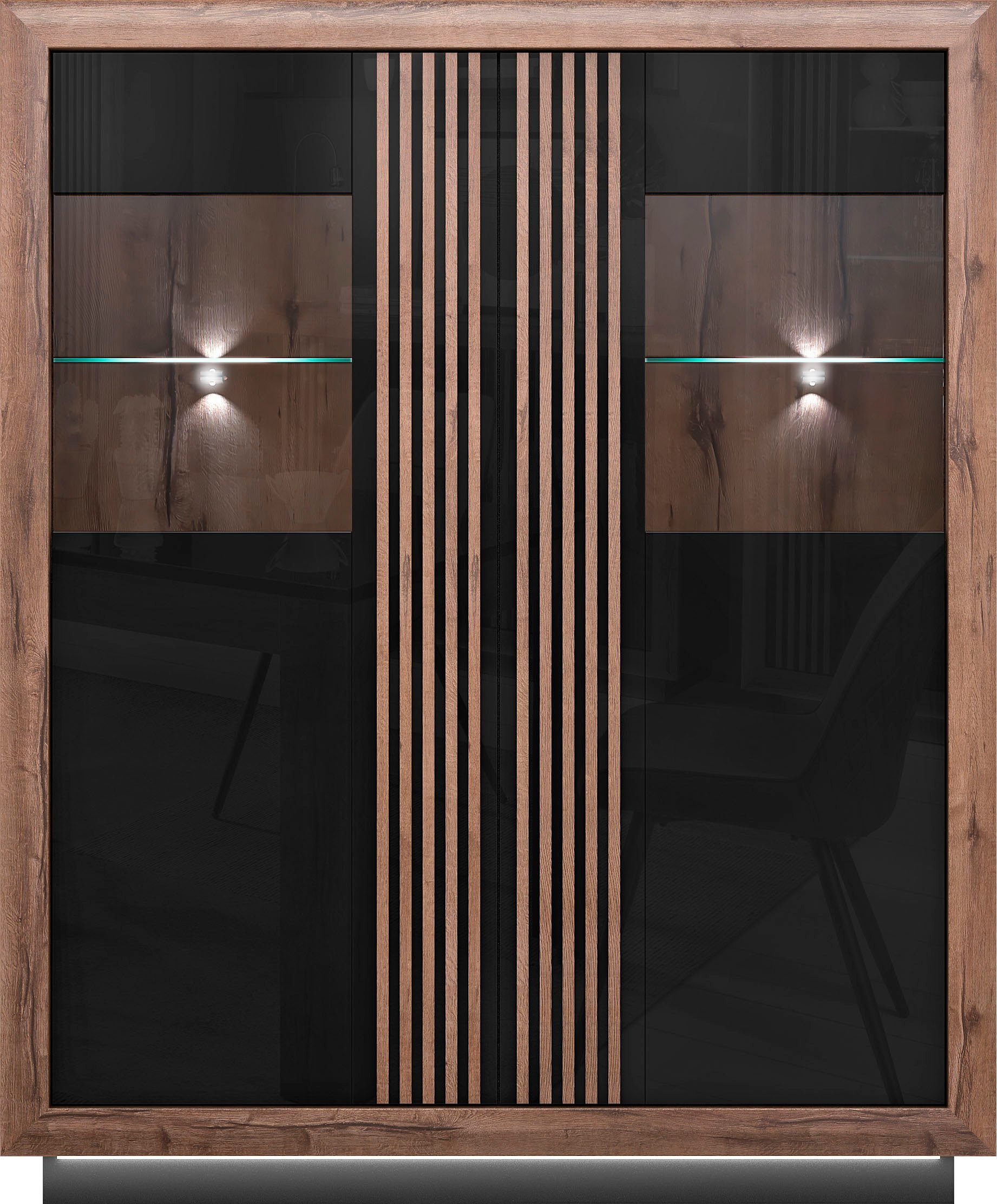 FORTE Highboard Savona, Höhe 161 cm, inkl. Beleuchtung