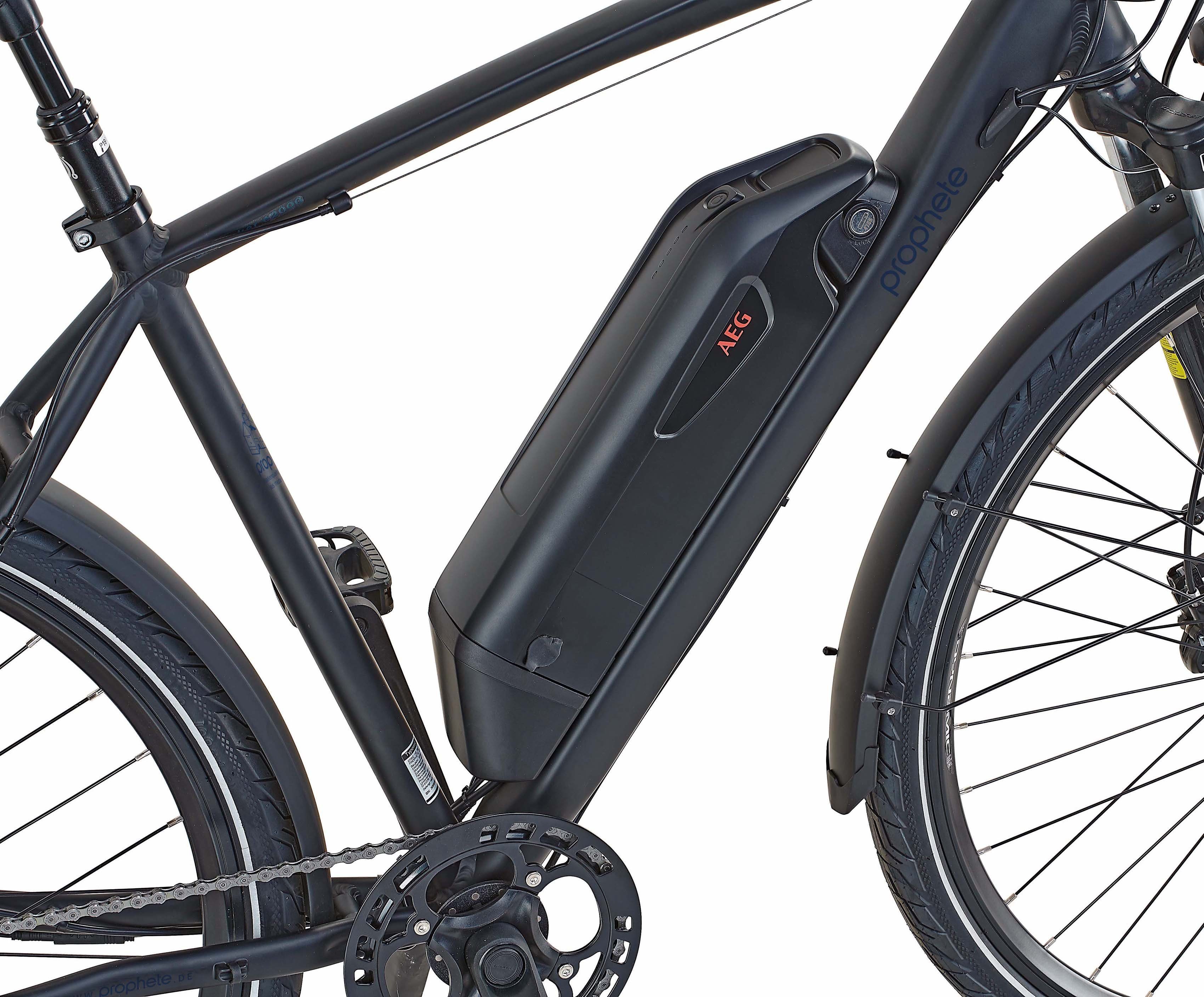 Prophete E-Bike Entdecker e2000, 10 Gang Shimano Deore Schaltwerk, Kettenschaltung, Heckmotor, 672 Wh Akku, (mit Lenkertasche, mit Seitentasche)