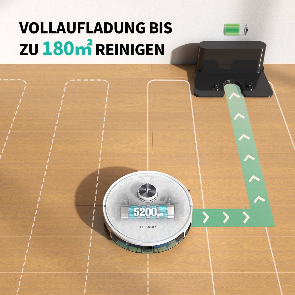 Tesvor Saugroboter S7 Pro Saugroboter Lasernavigation 6000PA mit Wischfunktion, Mit Staubbox beutellos,6000Pa
