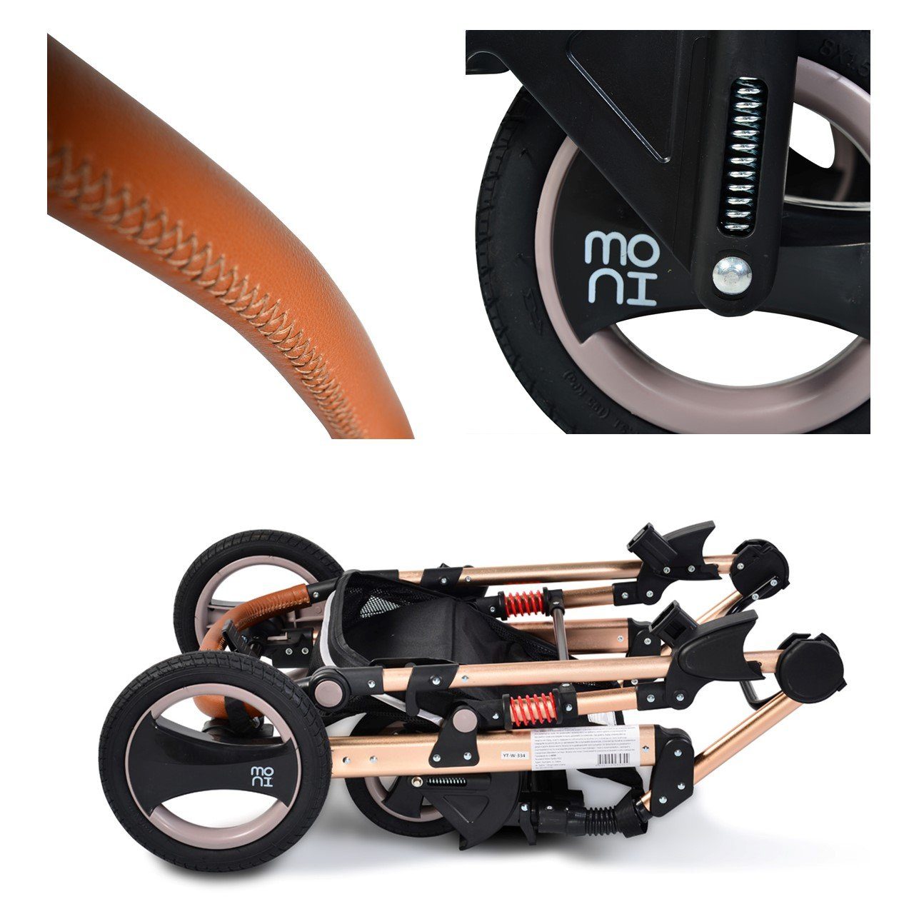 Moni Kombi-Kinderwagen Kinderwagen Gala, Tragetasche Sportsitz umbaubar Wickeltasche Sitz umkehrbar