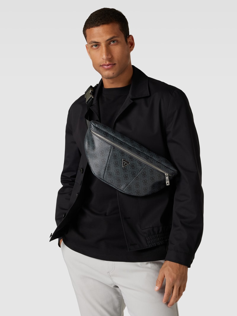 Bauchtasche mit Allover-Logo Modell 'VEZZOLA' in schwarz