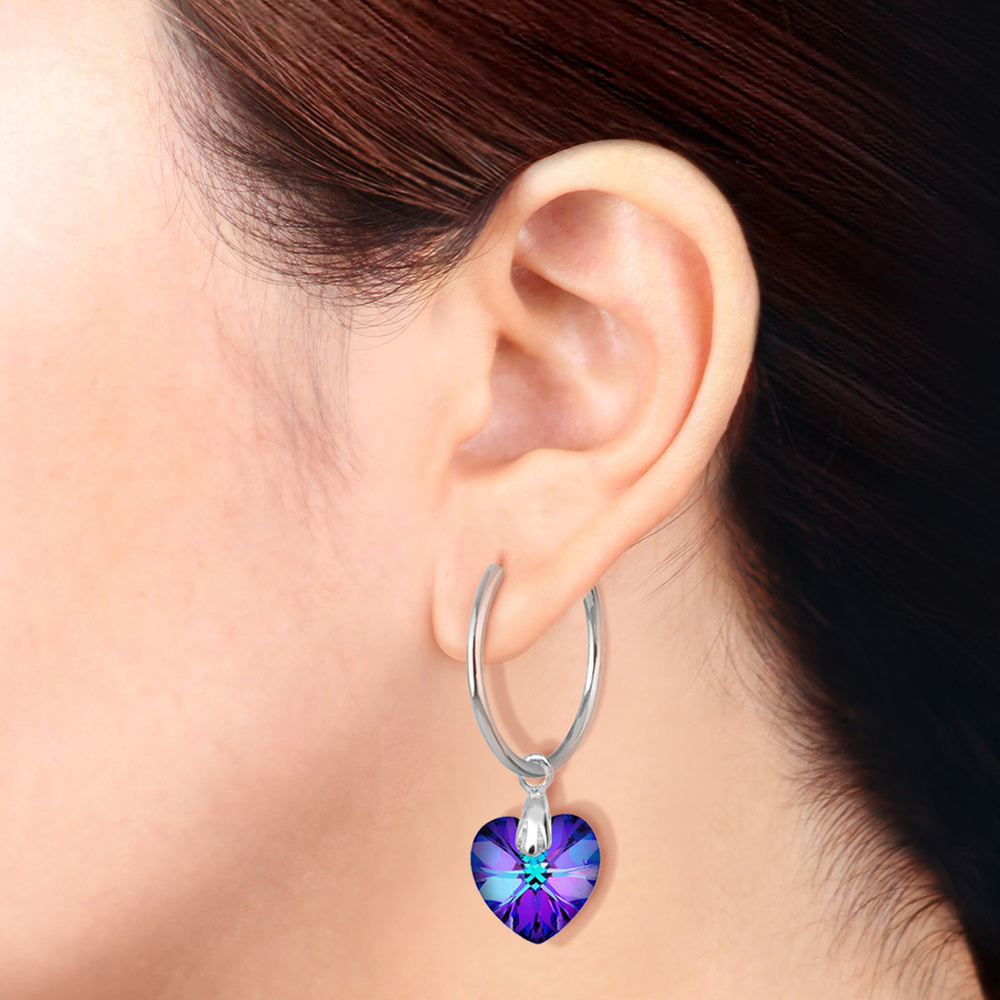 Elli Elli Boucles d'Oreilles Herz Creolen Kristalle 925 Silber Boucles d'oreilles