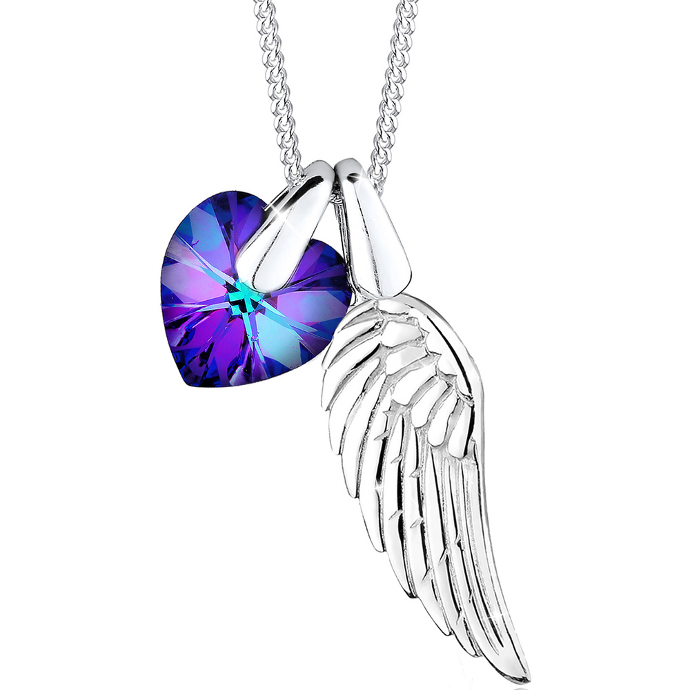 Elli Elli Collier Femme Pendentif Coeur Aile de Précieux Cristal en Argent Sterling 92 collier
