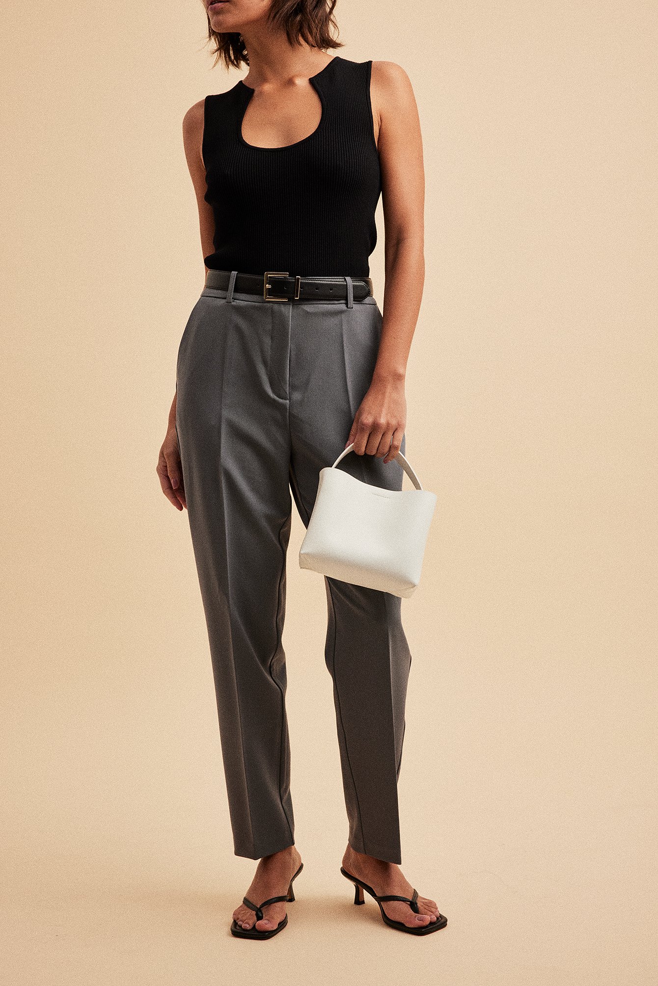 Gerade cropped Anzughose mit hoher Taille