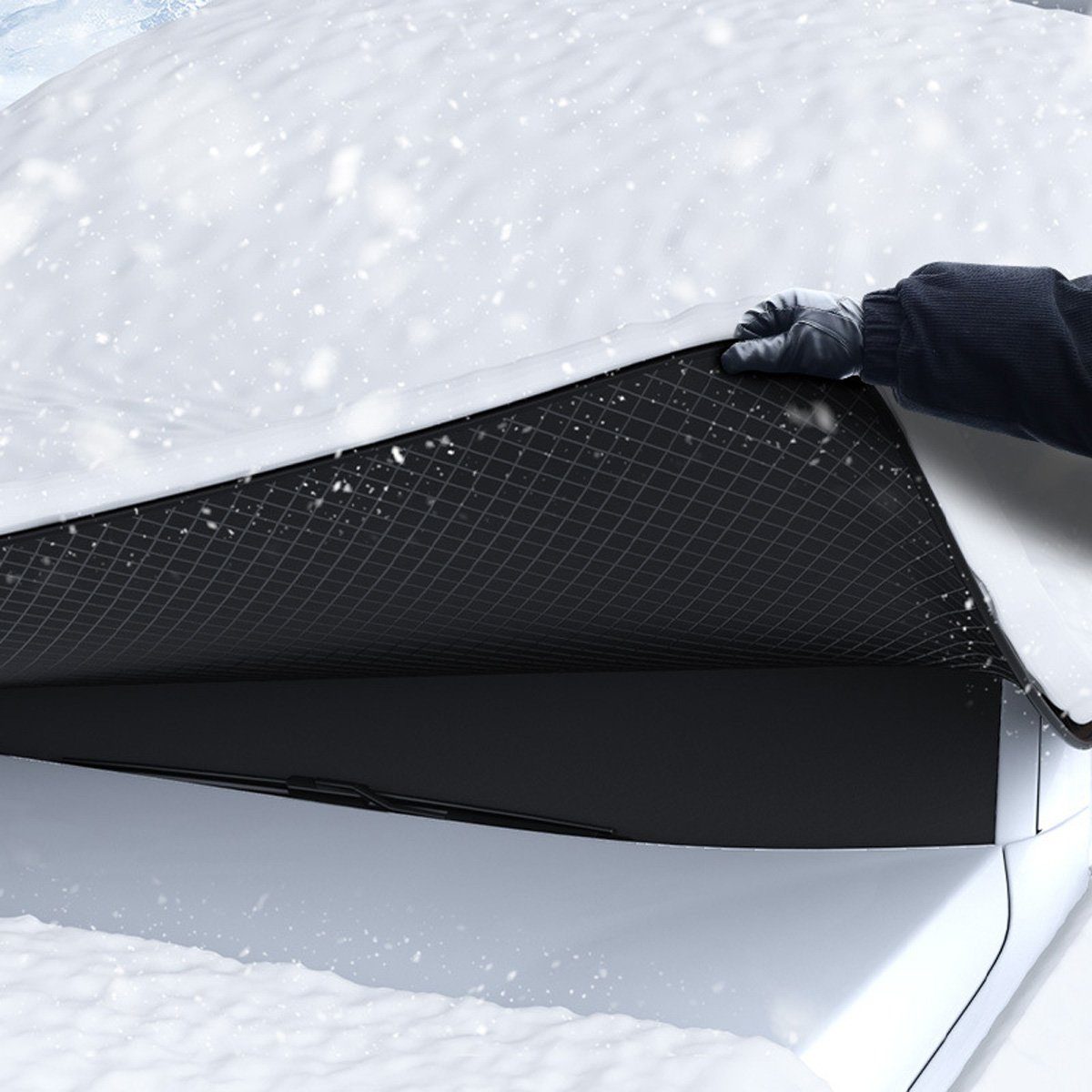götäzer Autosonnenschutz Frostschutzmittel für die Windschutzscheibe, Wind- und Schneeschutz, (1-St), Ohrenschützer mit Rückspiegel, Halbschützer, Winter-Autozubehör