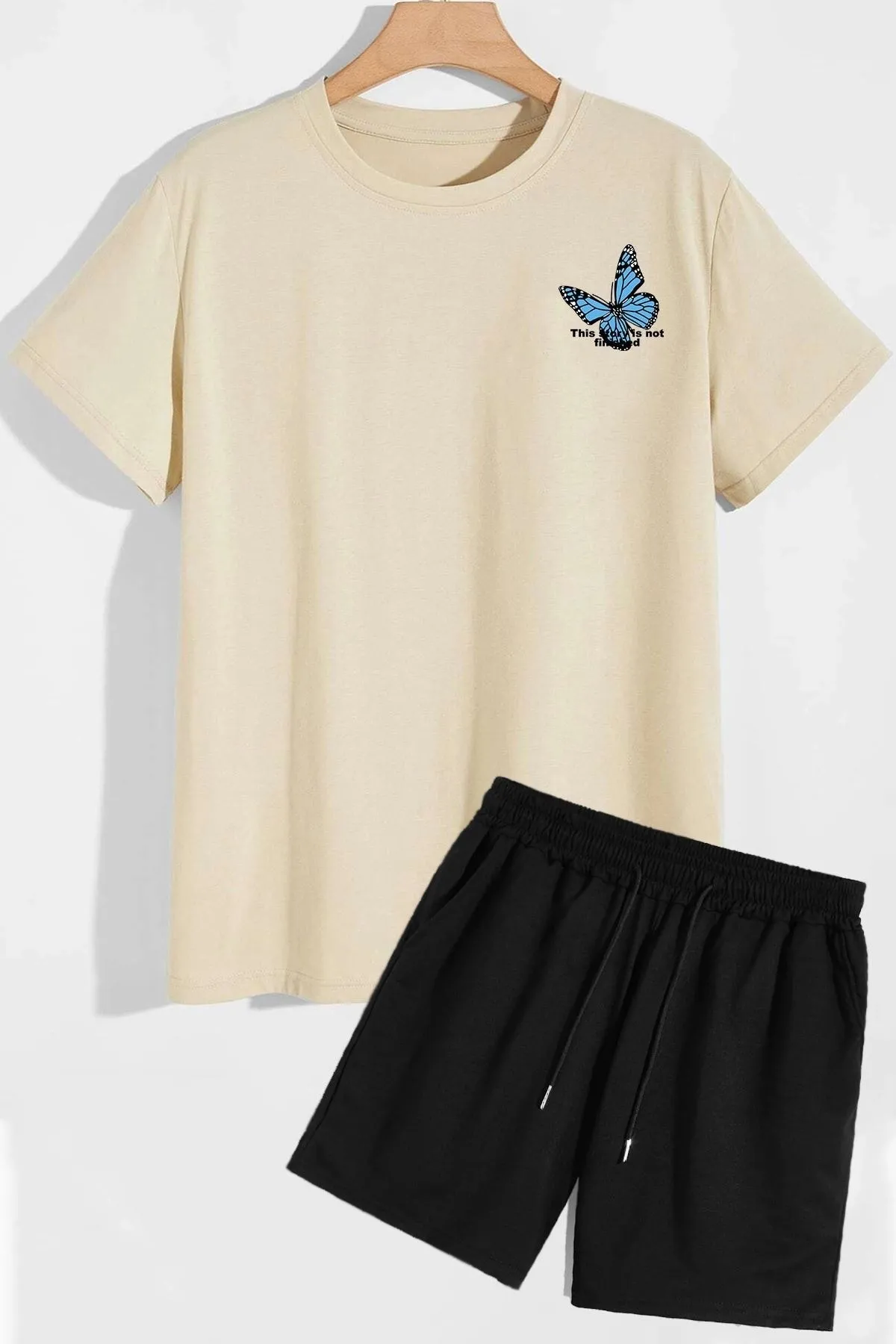 trendypassion  Shorts-T-Shirt-Trainingsanzug-Set mit Rückendruck