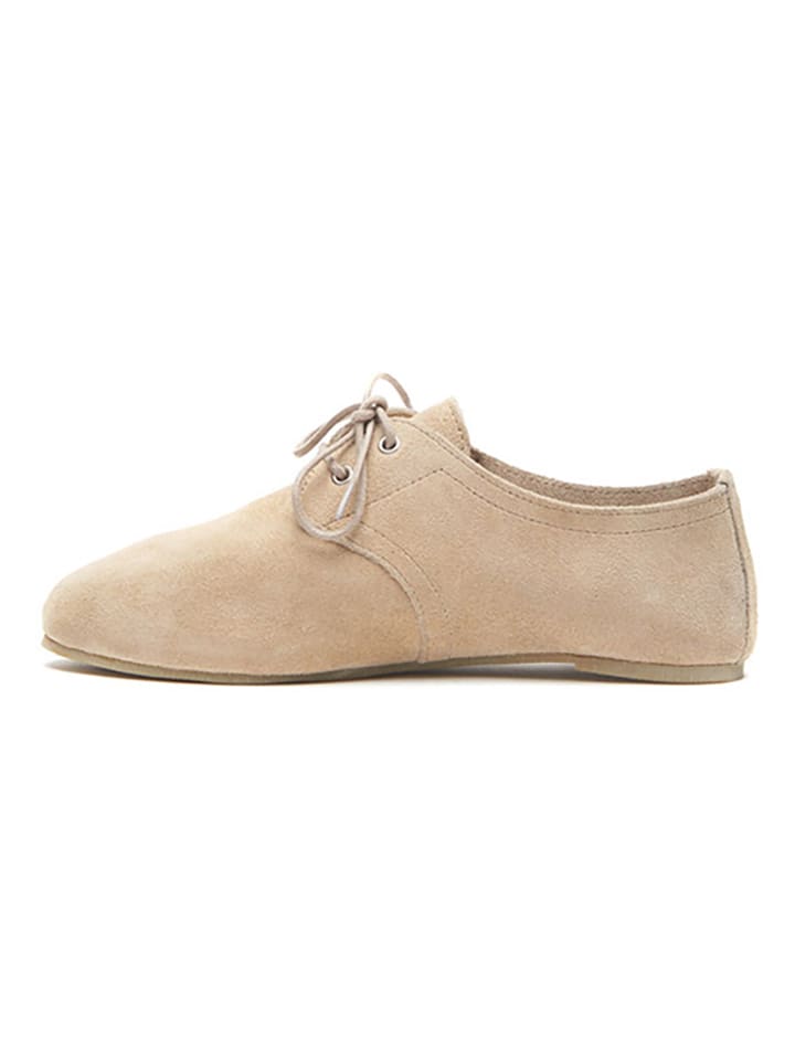 Comfortfusse Leder-Schnürschuhe in Beige günstig kaufen