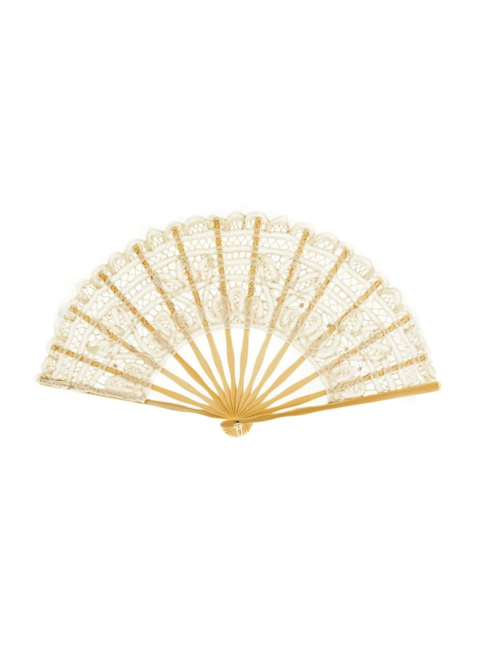 COFI 1453 Handgemachte elegante Fächer mit Spitze für besondere Anlässe in Creme günstig kaufen onesize
