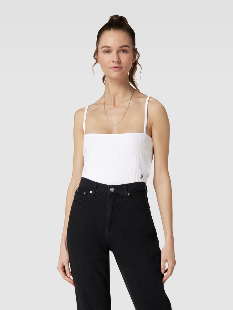 Crop Top im Ripp-Look in weiss