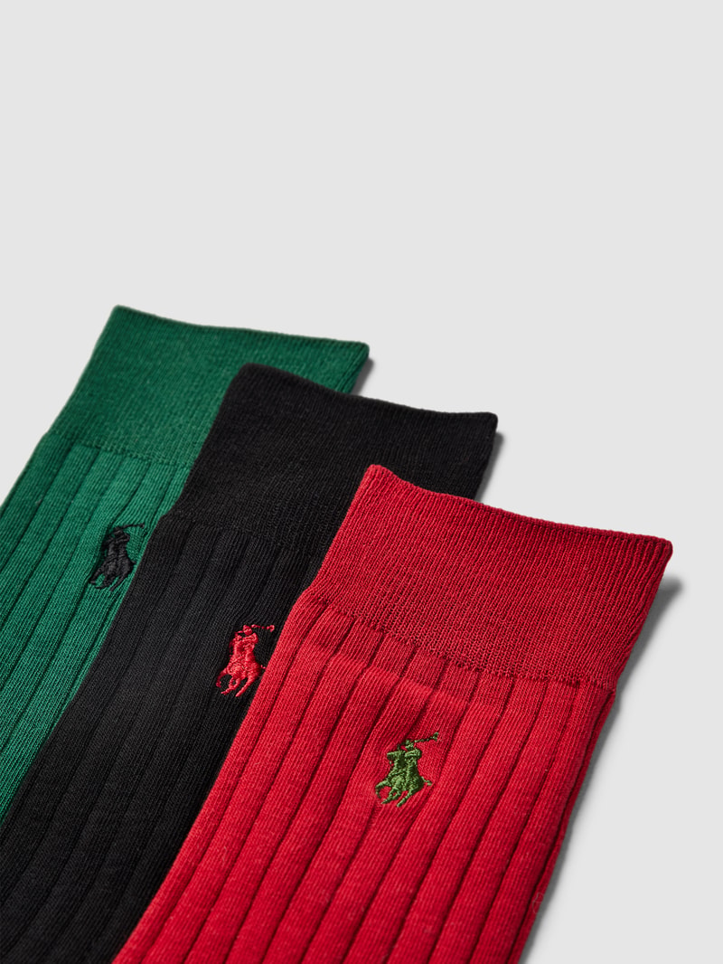 Socken mit Label-Stitching im 3er-Pack in rot