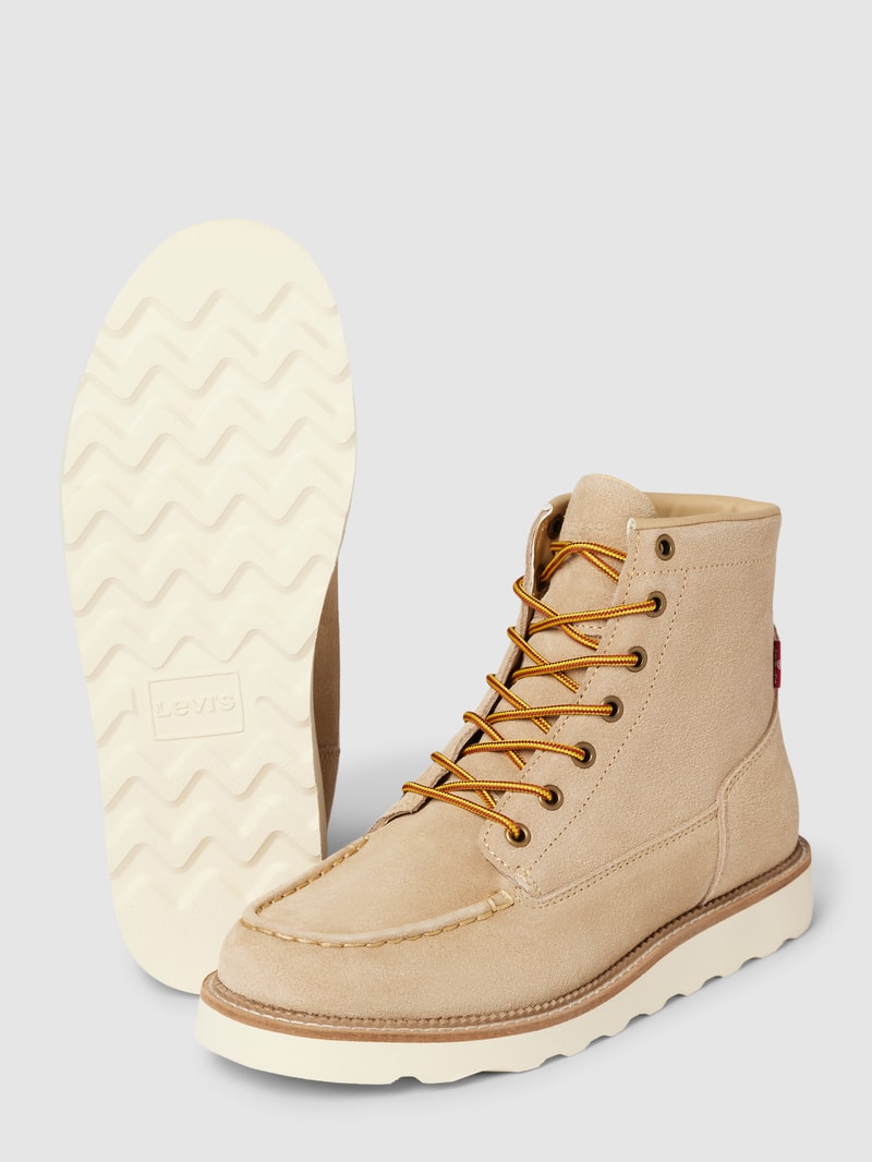 Schnürstiefel mit kontrastiver Sohle Modell 'DARROW' in beige