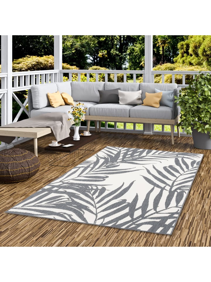 Pergamon In- und Outdoor Teppich Beidseitig Cape Cod  Blätter in Grijs günstig kaufen