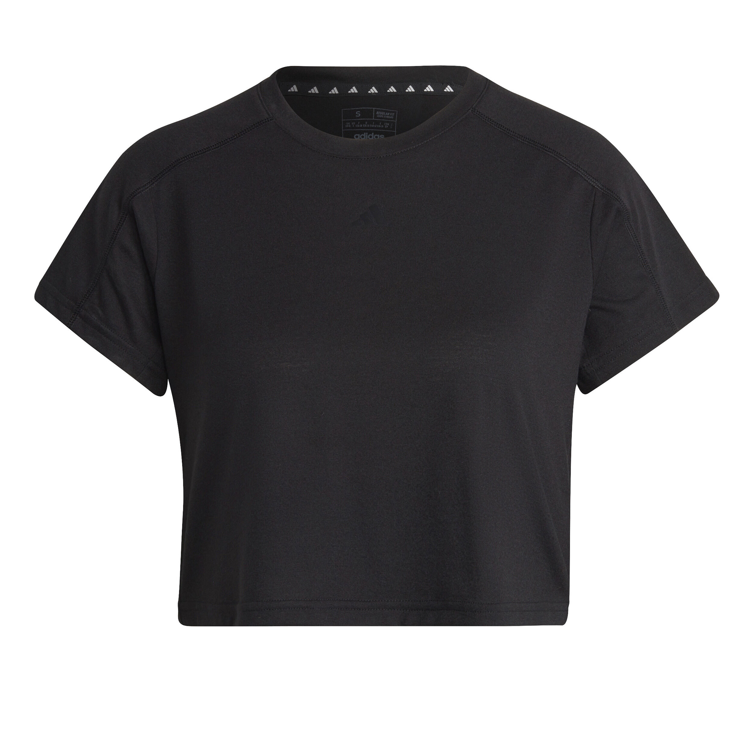 Essentials AEROREADY Train 3 Bar Logo Crop T-Shirt Damen - Schwarz