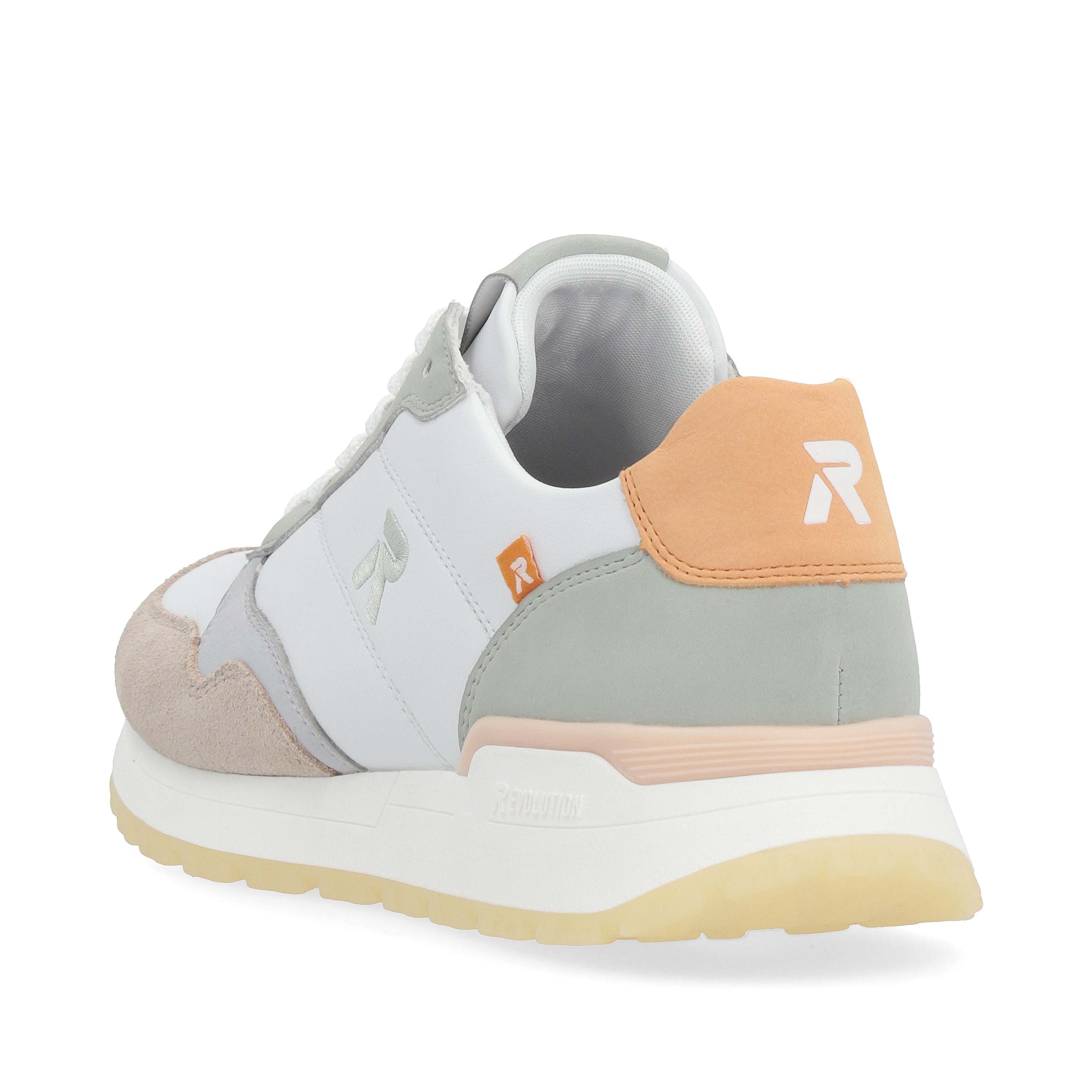 Rieker Damen Sneaker Low pearl-white grey-green