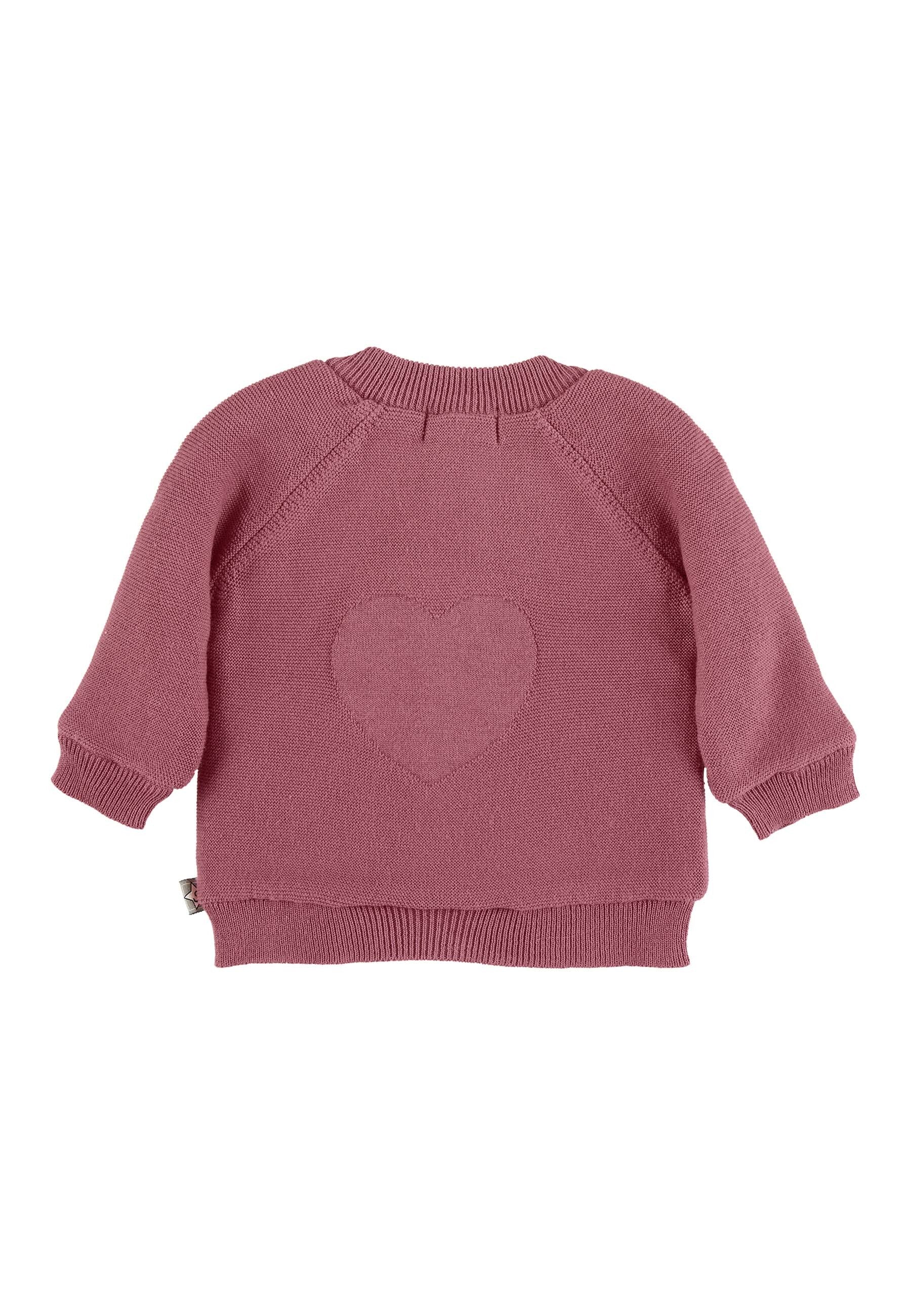 GOTS Strick-Jacke mit Herz am Rücken in Rosa