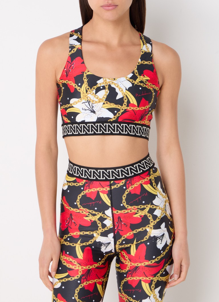 NIKKIE Delmas crop top with floral print and logo band