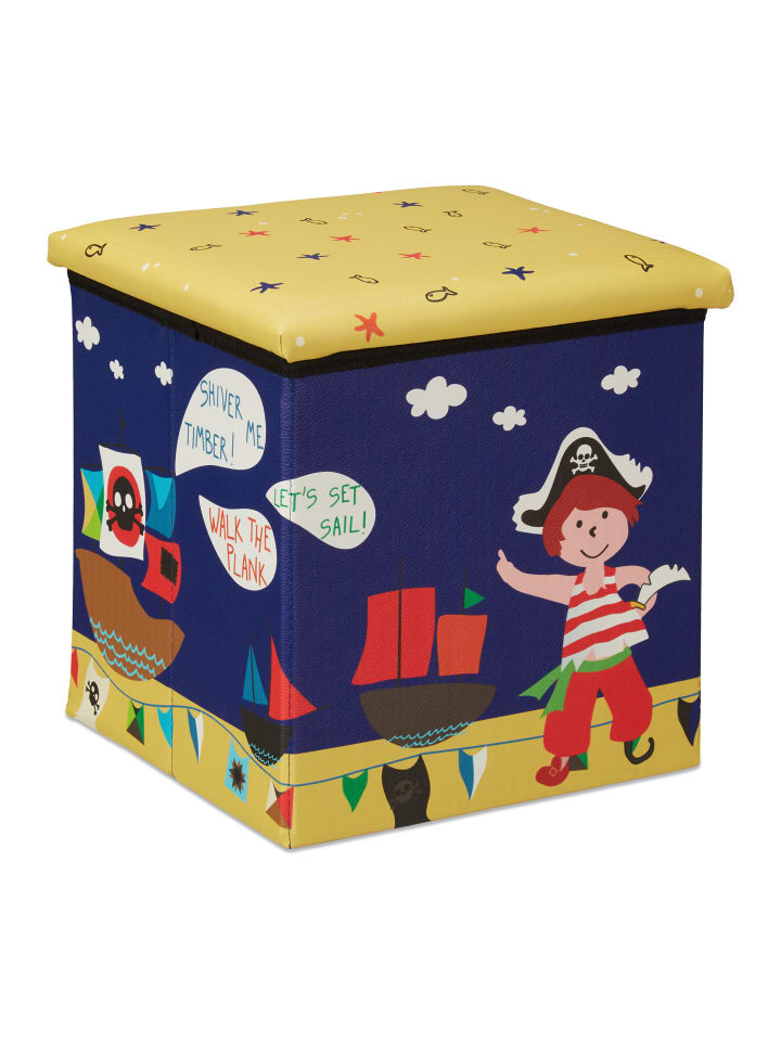 relaxdays Sitzhocker Pirat in Blau/Gelb - (B)31 x (H)31 x (T)31 cm günstig kaufen onesize