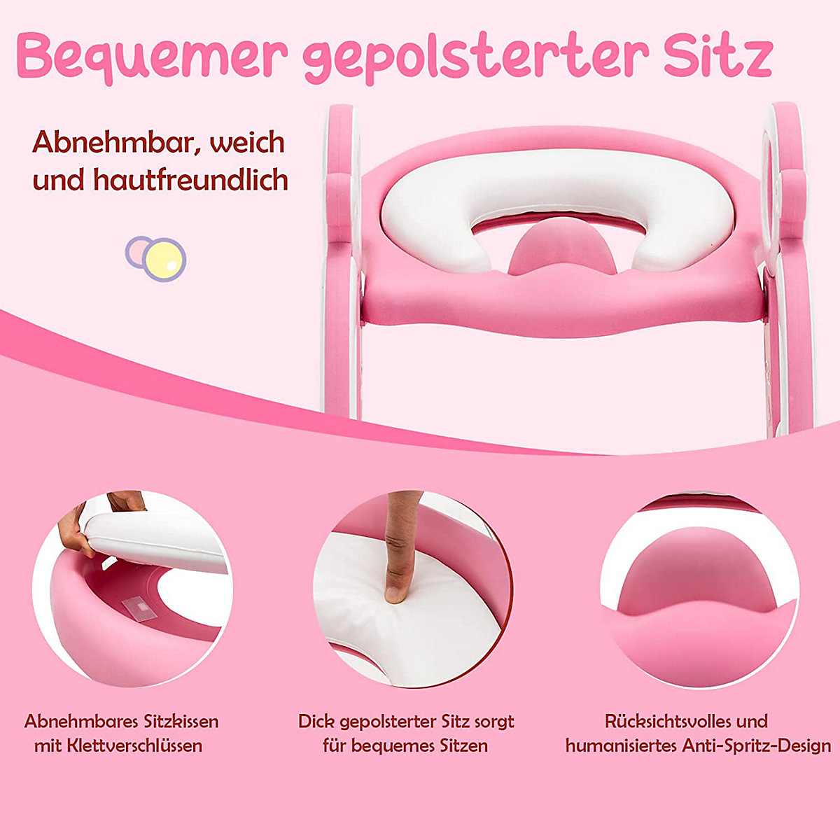 Toilettentrainer höhenverstellbar mit Leiter und Griffe