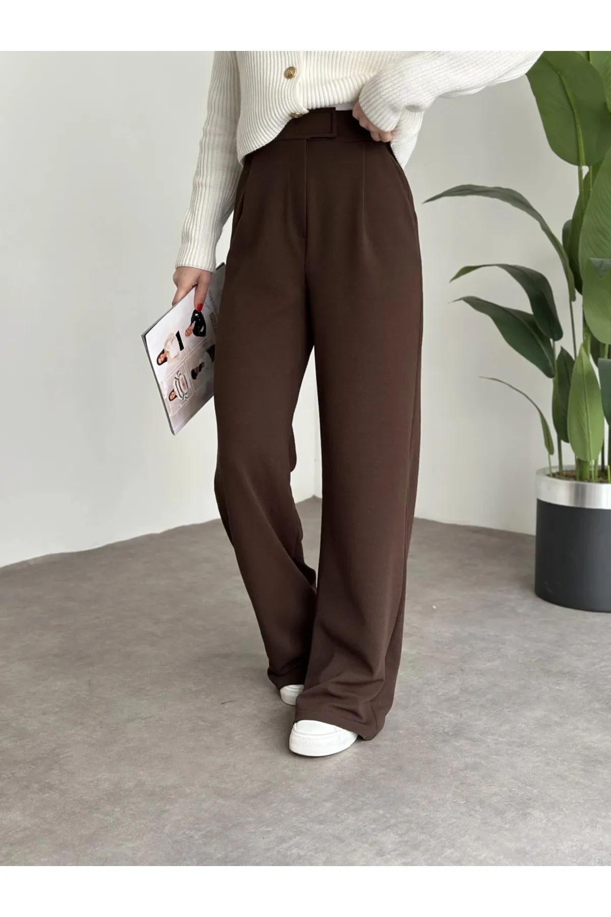 My Blog  Braune Redkit-Palazzo-Hose mit Klettverschluss für Damen