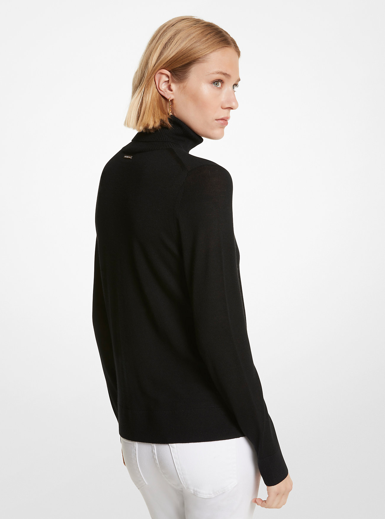 Merino Wool Turtleneck Sweater - BLACK