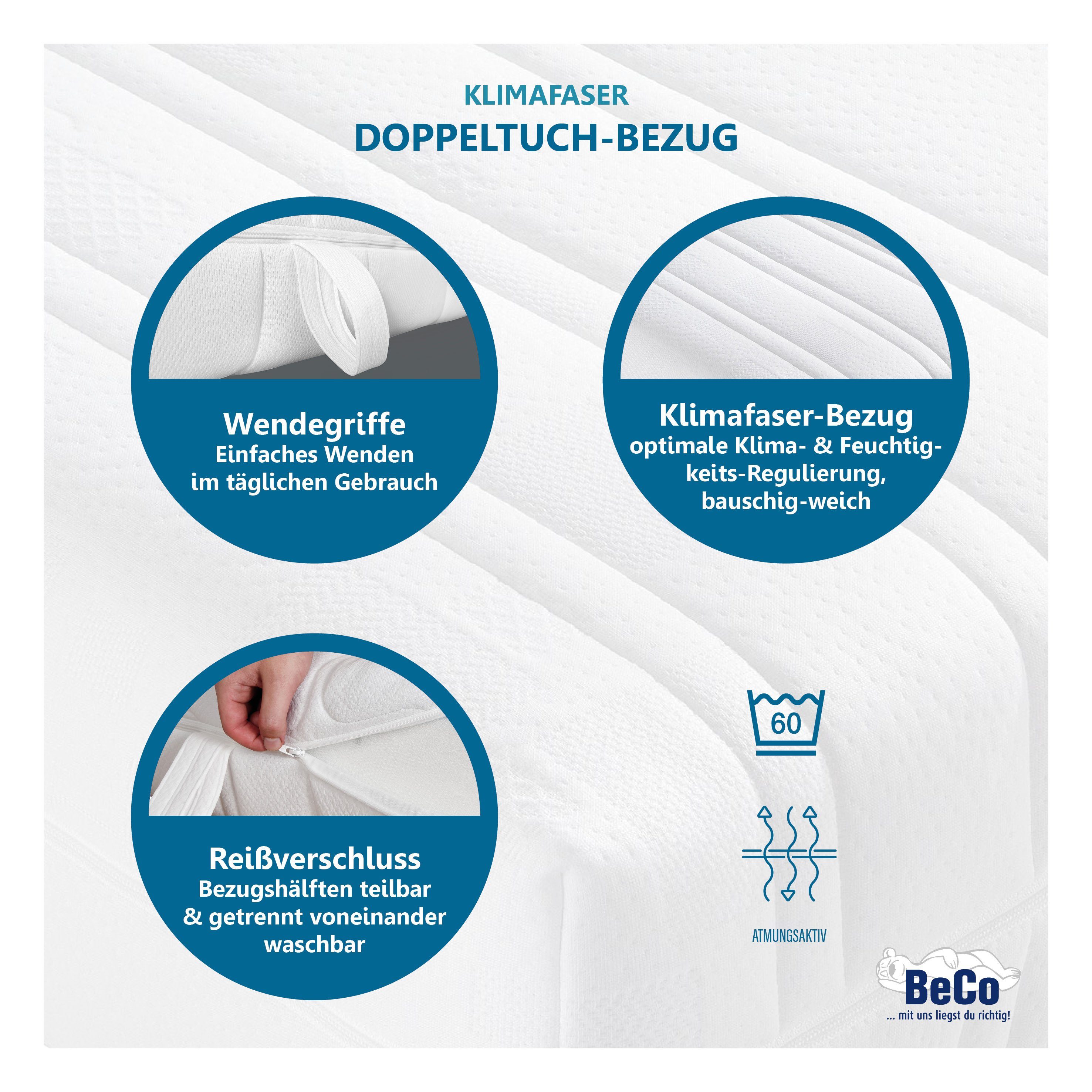 Taschenfederkernmatratze Active Stong TFK ergonomischer Schlaf wie im Luxus-Hotel, Beco, 22 cm hoch, Qualität 100% Made in Germany 80/90/100/140x200 Versand 0,00 EUR