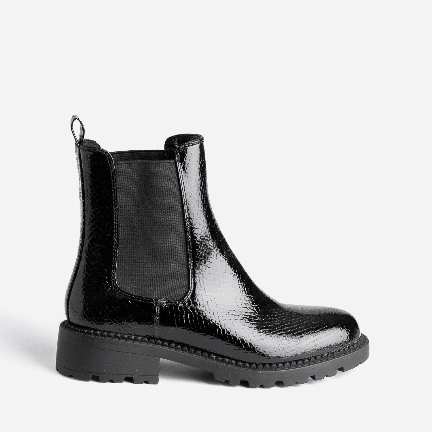Chelsea boots TEXTO noir verni embossé effet python