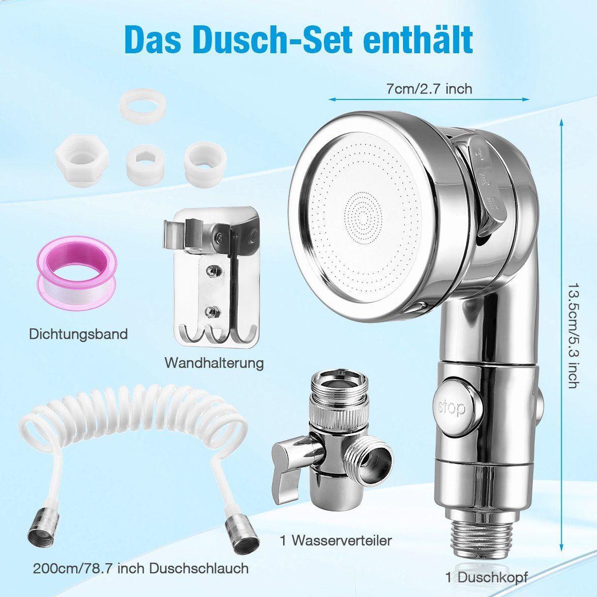 Housmile Bidetarmatur Bidet-Handbrause für Toilette Sprayer Edelstahl Sprüher (1-St) Komplett Bidet Set für WC
