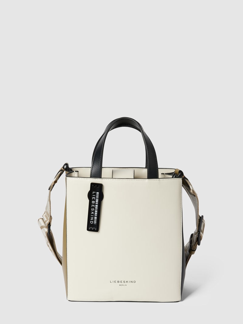Tote Bag mit Label-Applikation Modell 'Paper' in offwhite