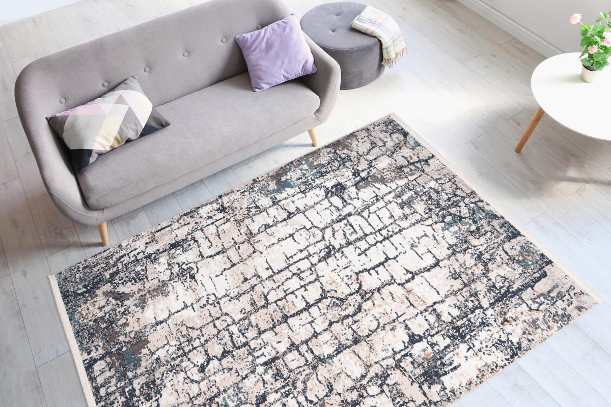 megusta flacher Teppich Grau / Blau 160cm x 230cm