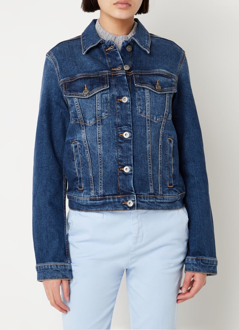 Jachetă din denim Benetton cu buzunare la piept