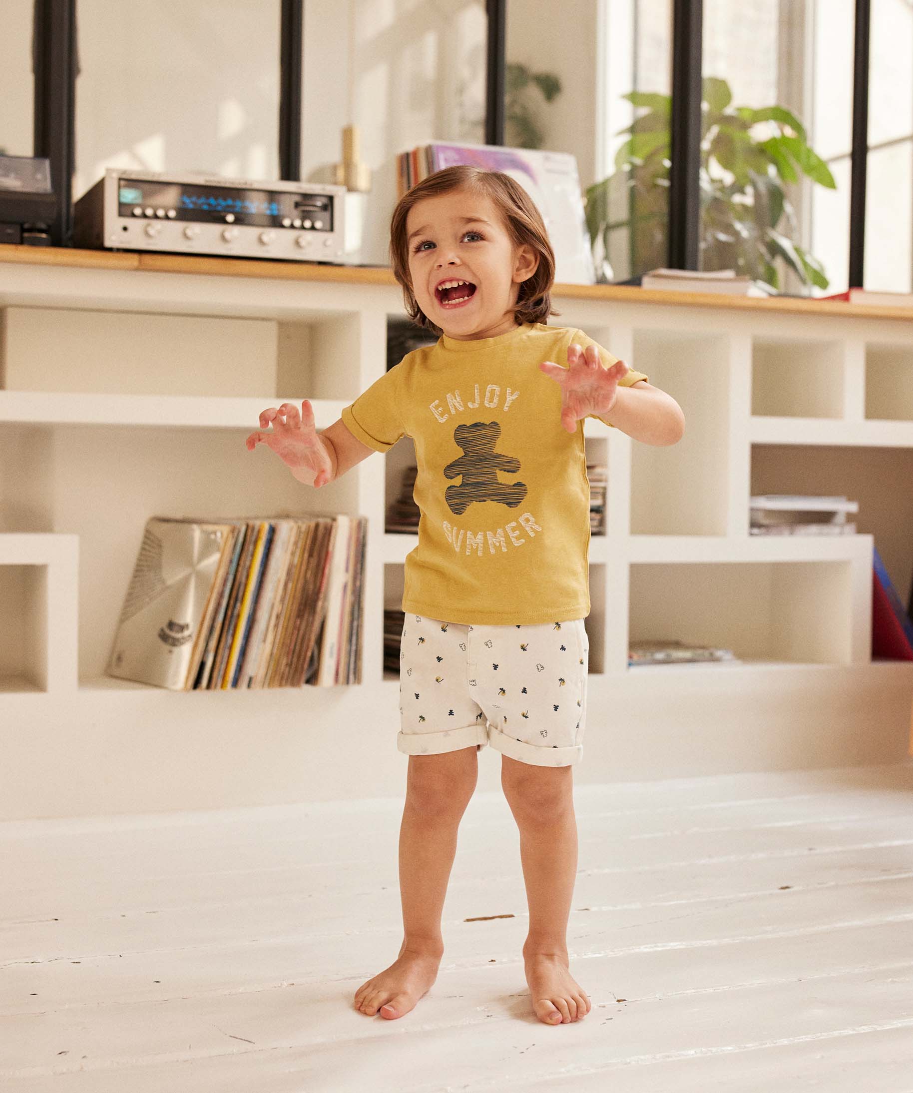 Bermuda bébé Garçon en coton stretch imprimé - LuluCasta... ecru | GEMO