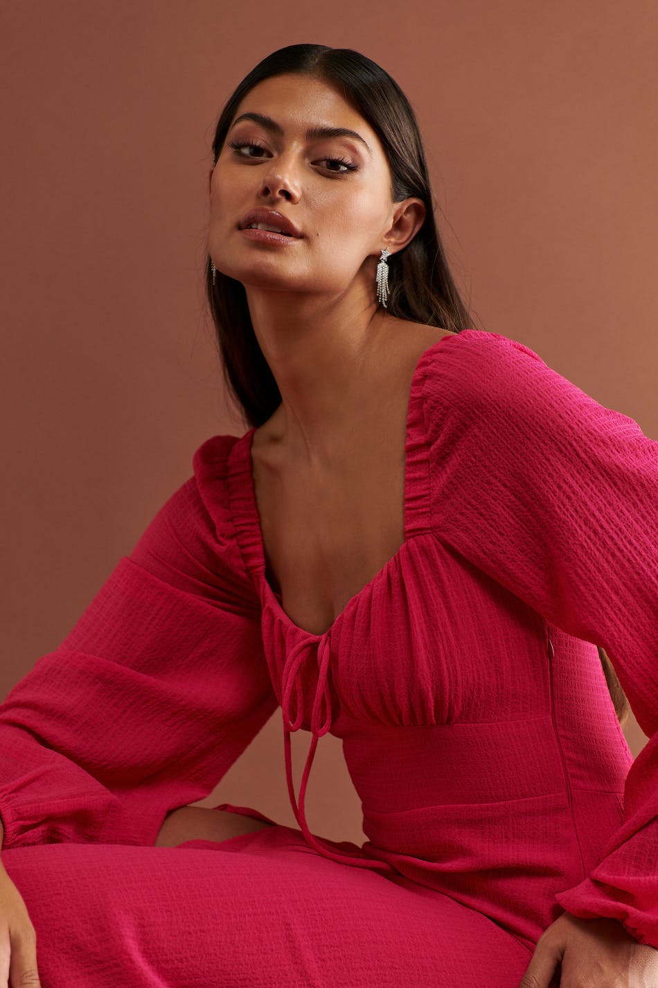 Gathered bust midi dress