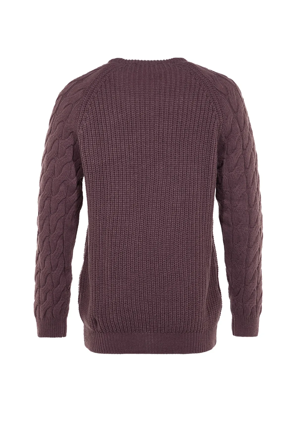Trendyol Collection  Dried Rose Regular Fit Rundhals-Haarstrickpullover mit detailliertem Strickmuster TMNAW22KZ2059