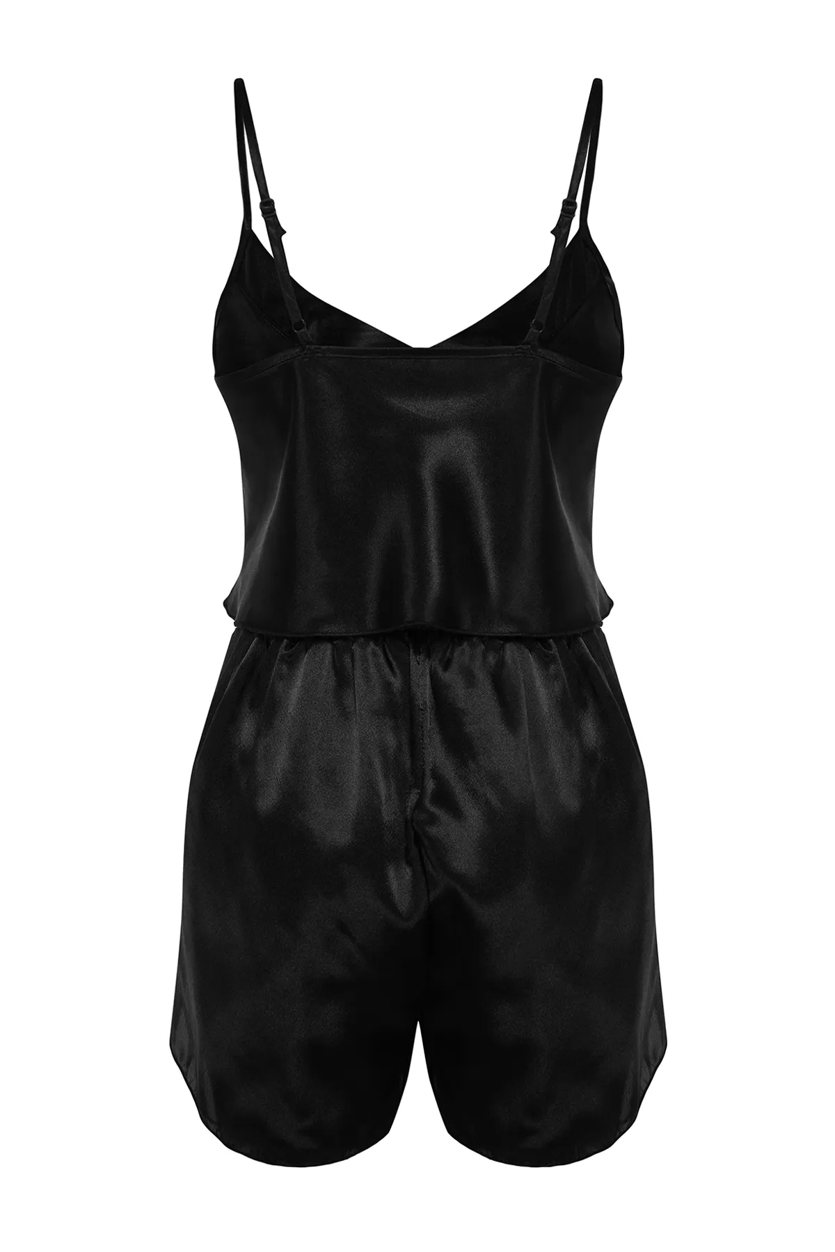 Trendyol Collection  Schwarzes Pyjama-Set aus gewebten Athleten-Shorts aus Satin THMSS23PT00097