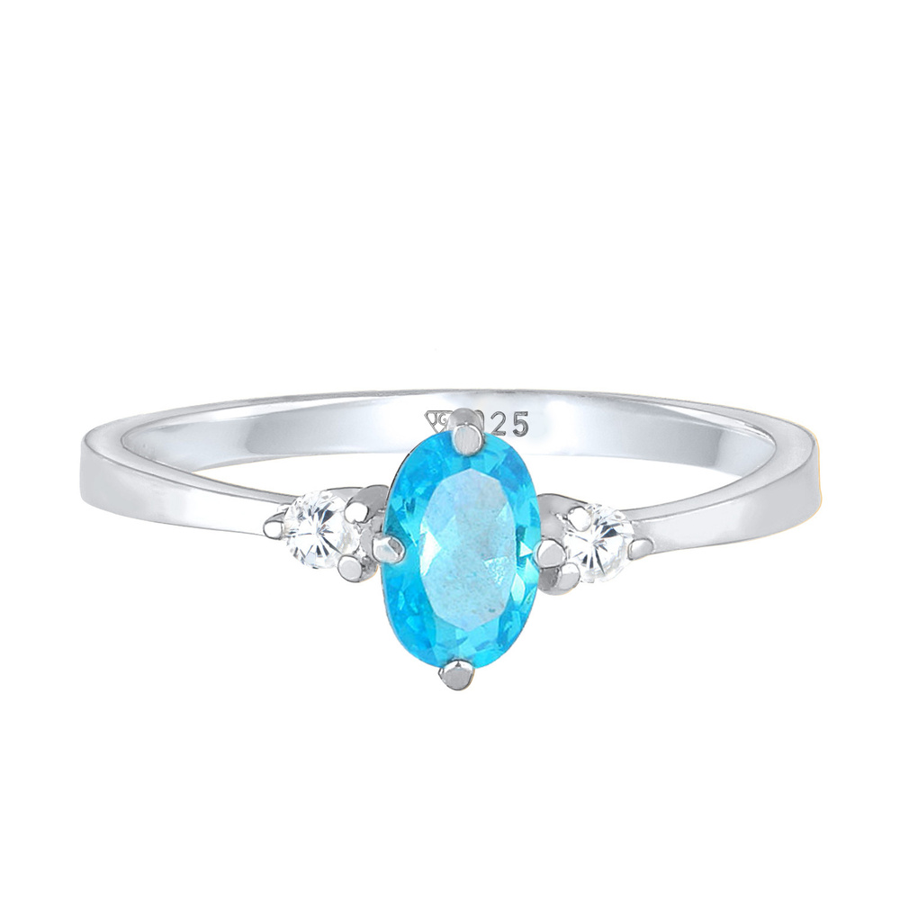 Elli Elli Bague Femmes Solitaire Blue Oval Engagement avec cristaux de zirconia en arg Bague