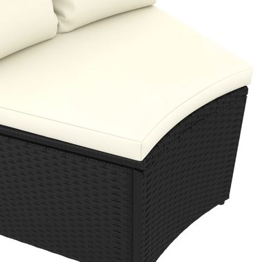 vidaXL Loungesofa 2-tlg. Garten-Sofagarnitur mit Auflagen Poly Rattan Schwarz, 2 Teile