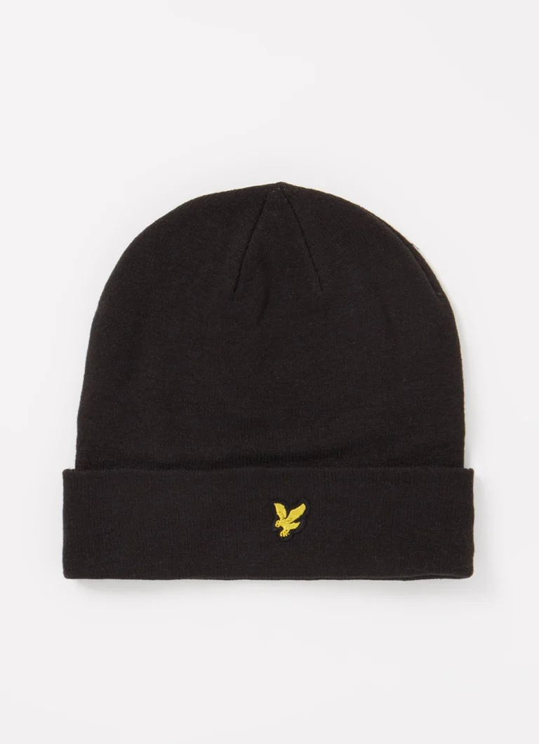Lyle & Scott Fine knit beanie with logo embroidery