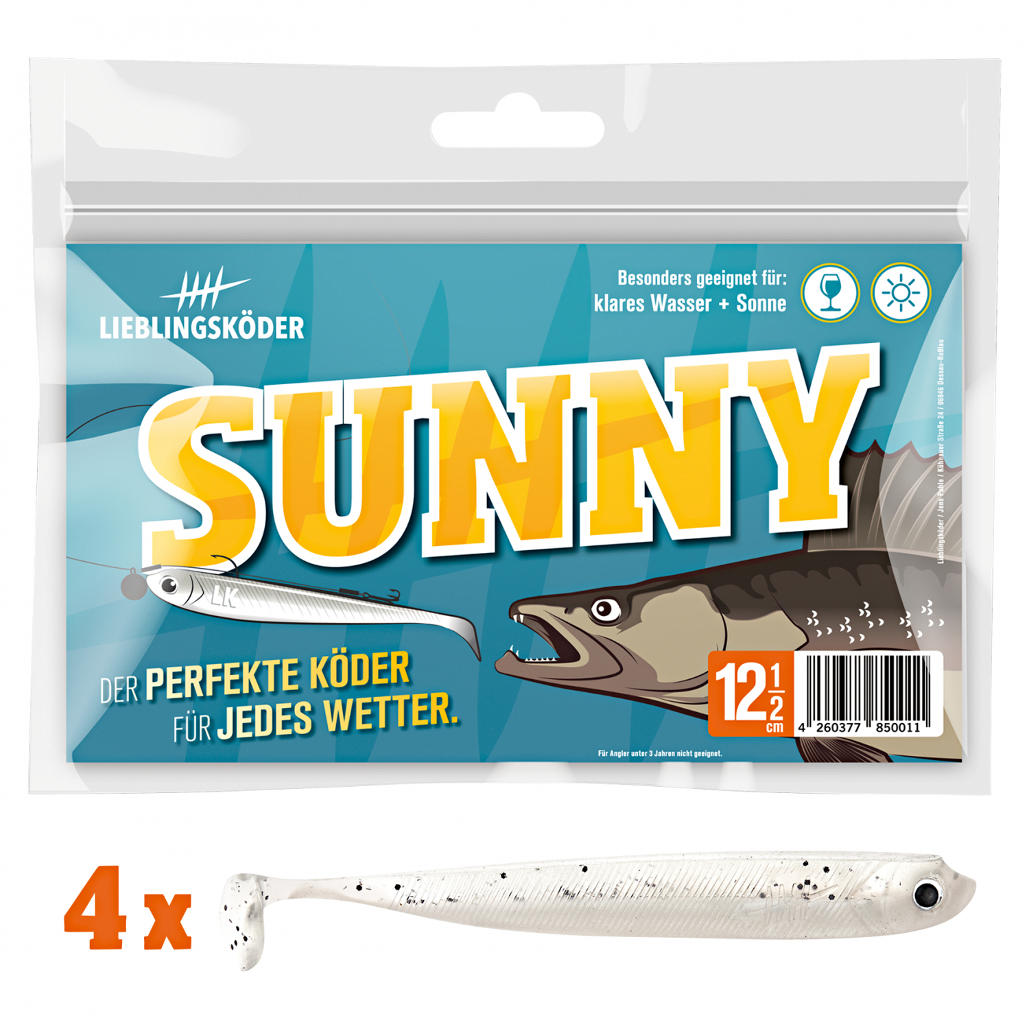 Lieblingsköder Gummifisch Zanderköder (12,5 cm, Sunny)