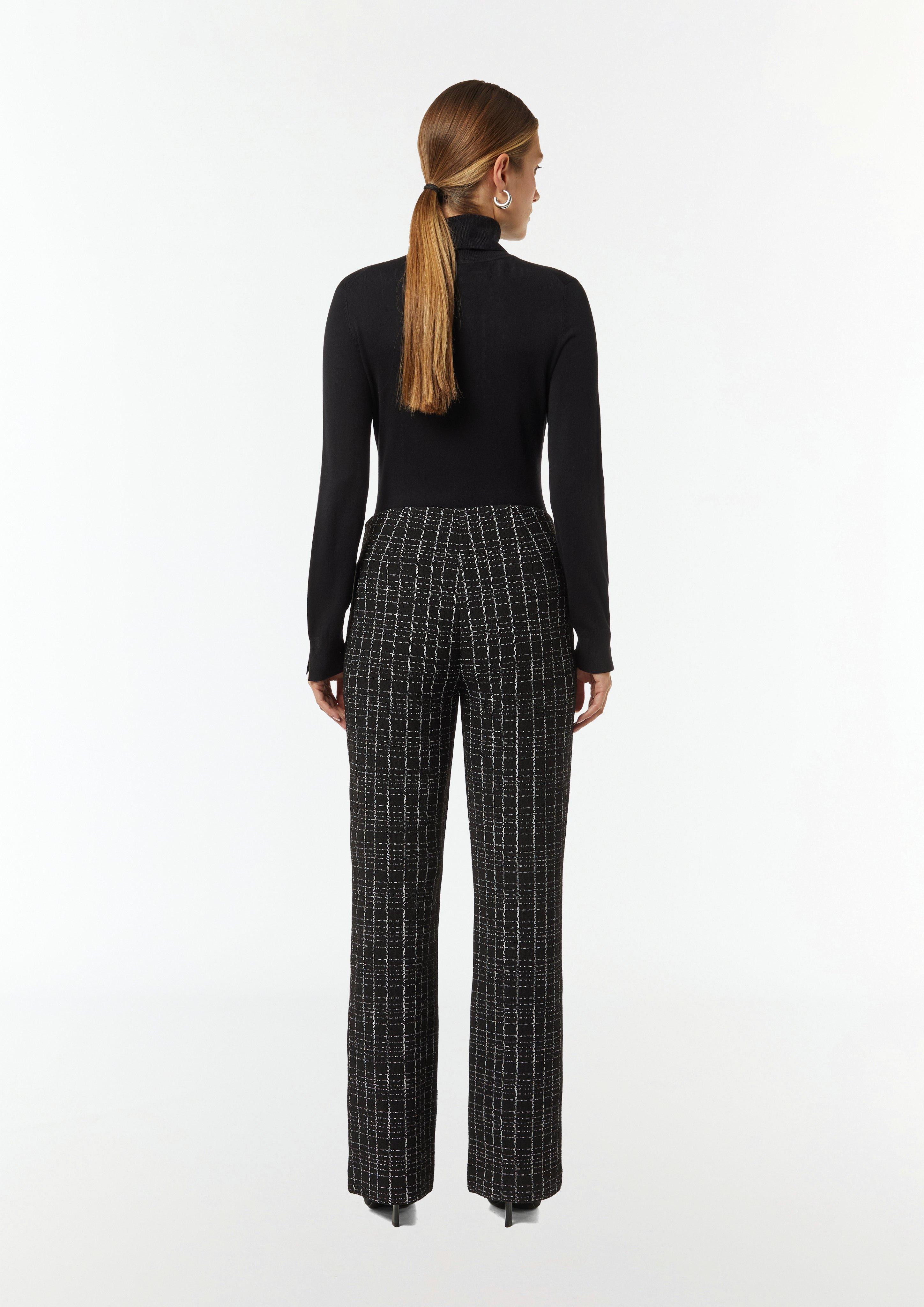 Karierte Hose aus Bouclé-Jersey - schwarz