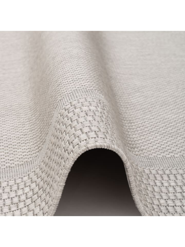Pergamon In & Outdoor Teppich Natur Valencia Bordüre in Silber günstig kaufen 80 x 150cm