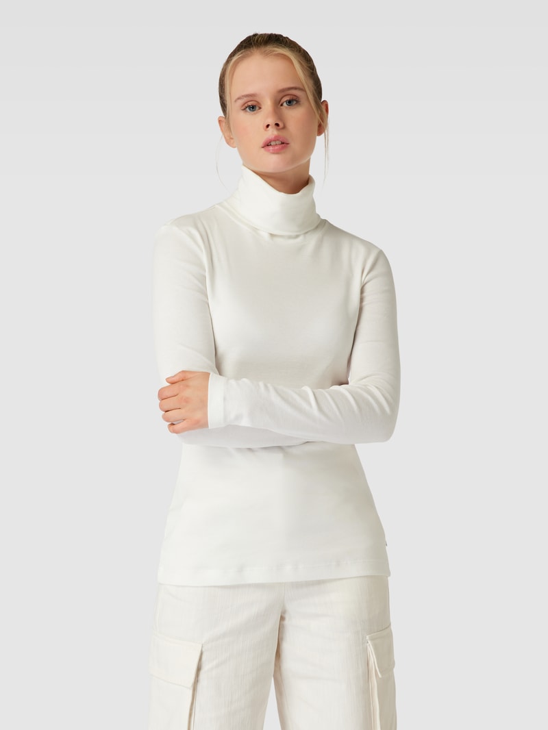 Longsleeve mit Rollkragen Modell 'Rolli' in weiß