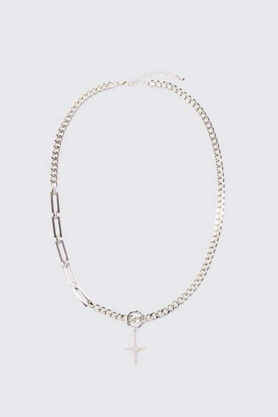 Klobige Gliederkette in Silber mit Anhänger