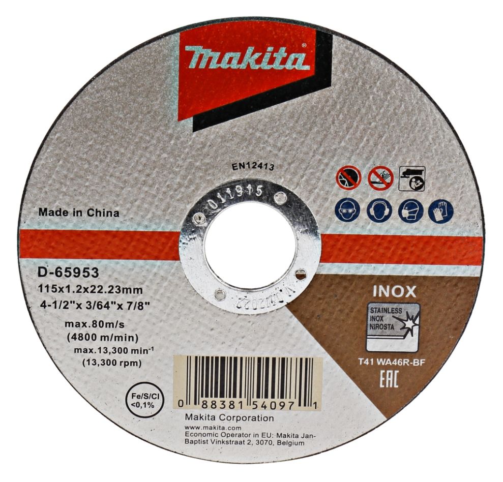 Makita Tilbehør D-65953 Skjæreskive 115 x 1,2 x 22,23 mm Rustfritt Stål