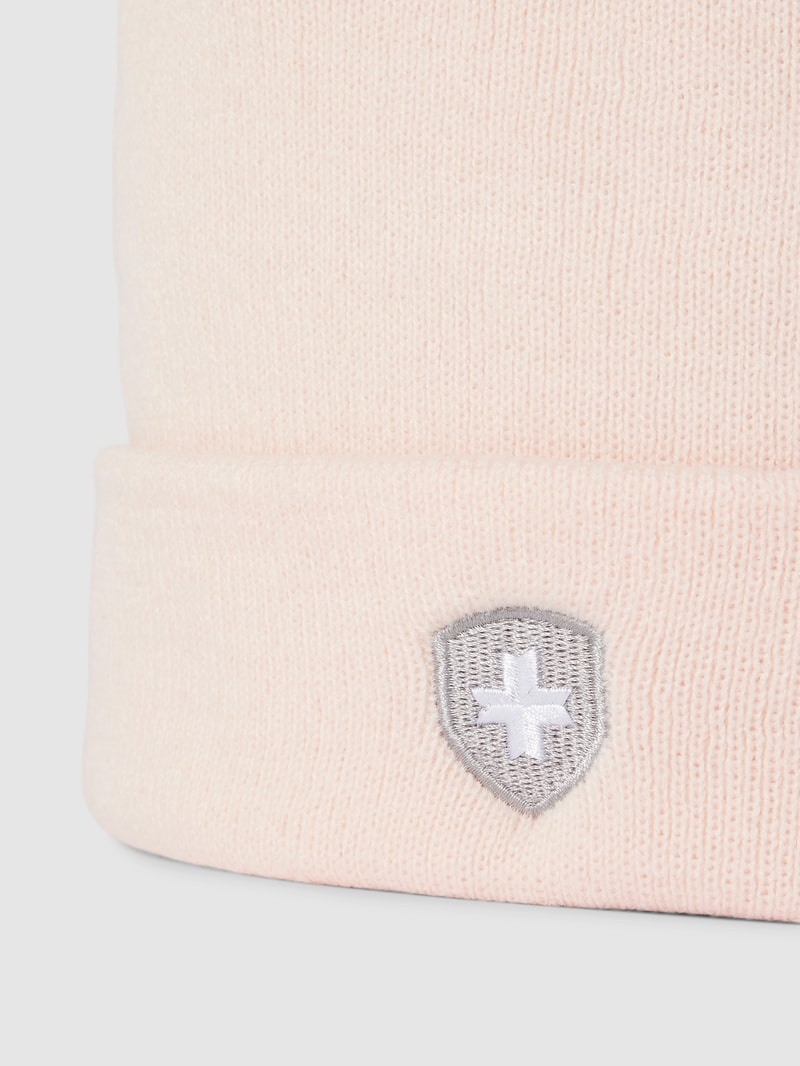 Beanie mit Label-Stitching in rosé meliert